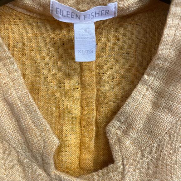 Eileen Fisher Organic Linen Shacket Mustard Yellow Button Front Womens Size XL - Picture 4 of 6